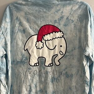 Ivory Ella Santa hat elephant long sleeve shirt